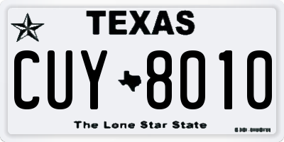 TX license plate CUY8010
