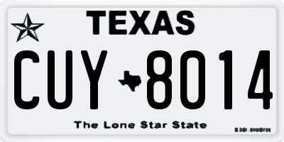 TX license plate CUY8014