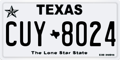 TX license plate CUY8024