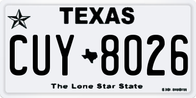 TX license plate CUY8026