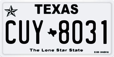 TX license plate CUY8031