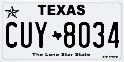 TX license plate CUY8034