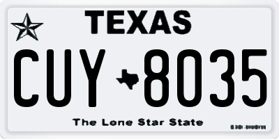 TX license plate CUY8035