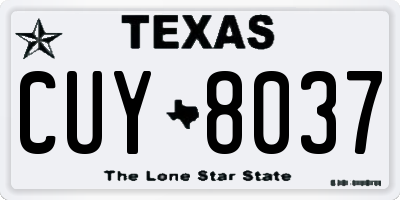 TX license plate CUY8037