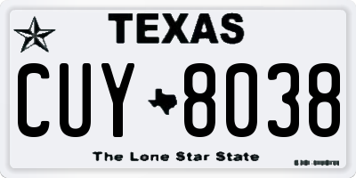 TX license plate CUY8038