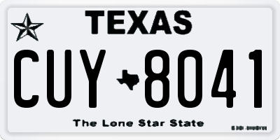 TX license plate CUY8041