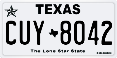 TX license plate CUY8042