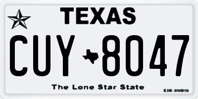TX license plate CUY8047