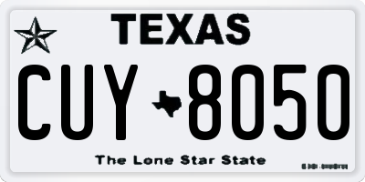 TX license plate CUY8050