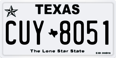 TX license plate CUY8051