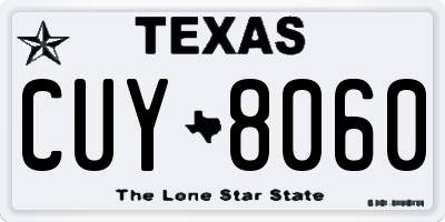 TX license plate CUY8060