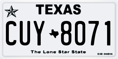 TX license plate CUY8071