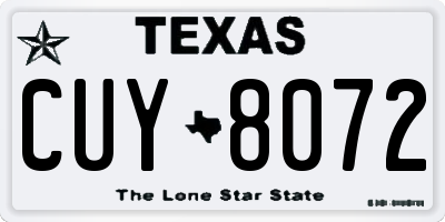 TX license plate CUY8072
