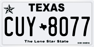 TX license plate CUY8077
