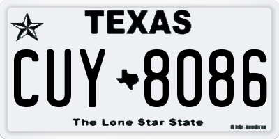 TX license plate CUY8086
