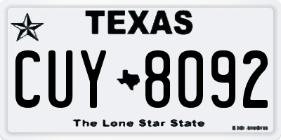 TX license plate CUY8092