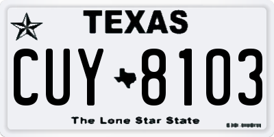 TX license plate CUY8103