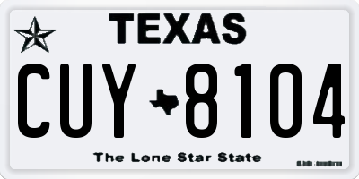 TX license plate CUY8104
