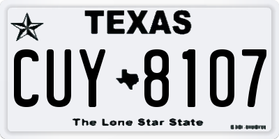 TX license plate CUY8107