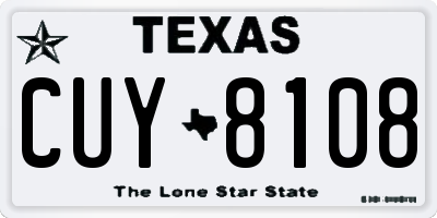 TX license plate CUY8108