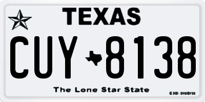 TX license plate CUY8138