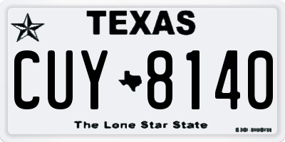 TX license plate CUY8140
