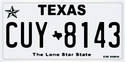 TX license plate CUY8143