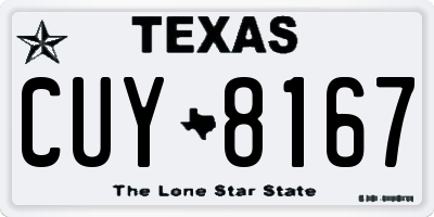 TX license plate CUY8167