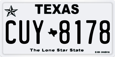 TX license plate CUY8178