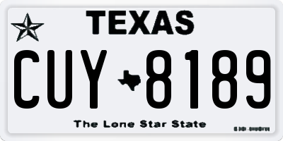 TX license plate CUY8189