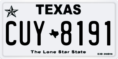 TX license plate CUY8191