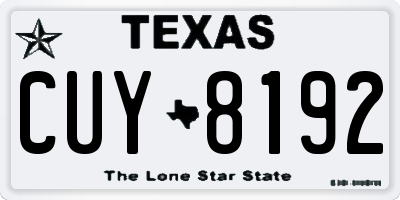 TX license plate CUY8192