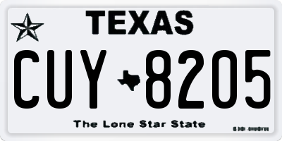 TX license plate CUY8205