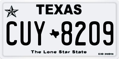 TX license plate CUY8209