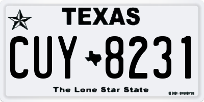 TX license plate CUY8231