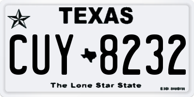 TX license plate CUY8232