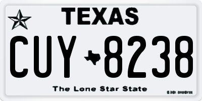 TX license plate CUY8238