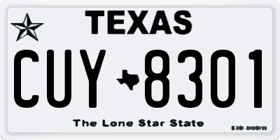 TX license plate CUY8301