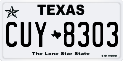 TX license plate CUY8303