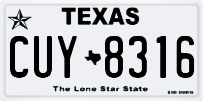TX license plate CUY8316