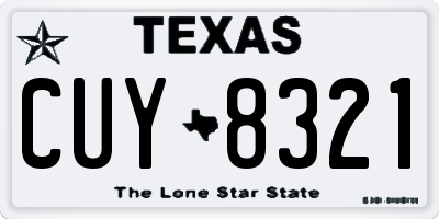 TX license plate CUY8321