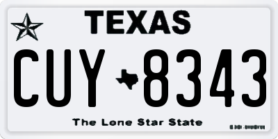 TX license plate CUY8343