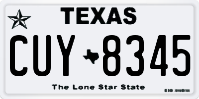 TX license plate CUY8345