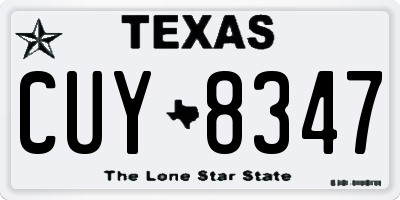 TX license plate CUY8347