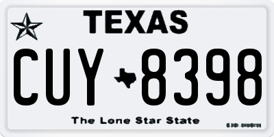 TX license plate CUY8398