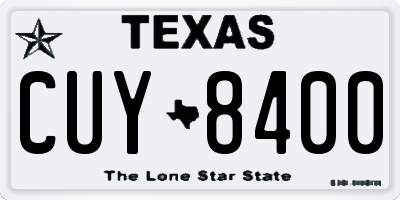TX license plate CUY8400