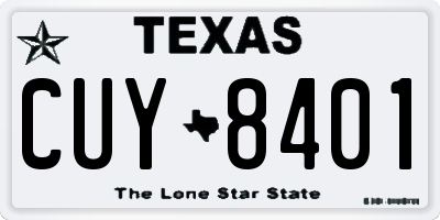 TX license plate CUY8401