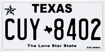 TX license plate CUY8402