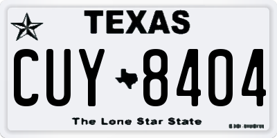 TX license plate CUY8404