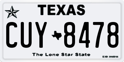TX license plate CUY8478